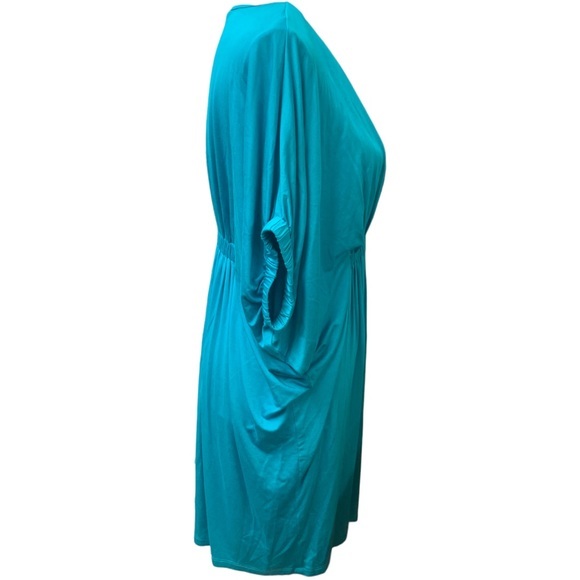 TRINA TURK Tunic Dress Batwing Gathered Waist Turquoise Size 4 - Picture 5 of 9